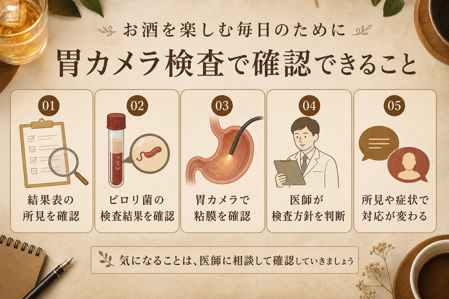 お酒について本文中で確認するポイントを示した図