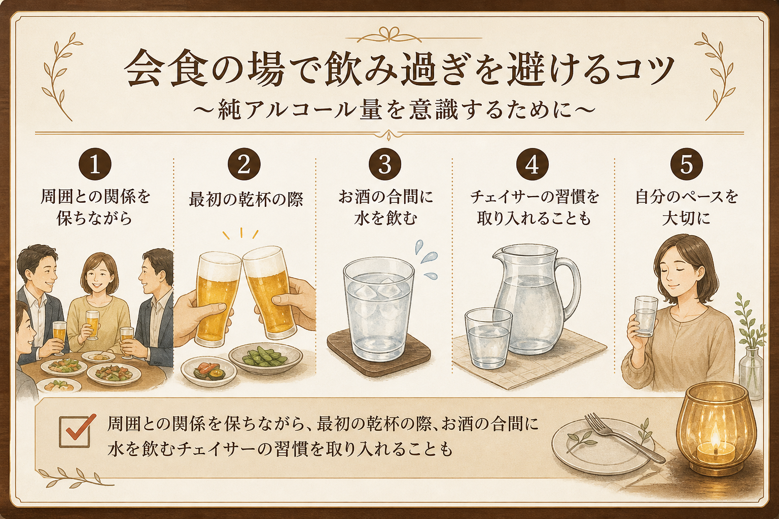 純アルコール量について本文中で確認するポイントを示した図